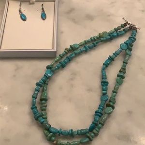 Real turquoise Elements earrings & necklace